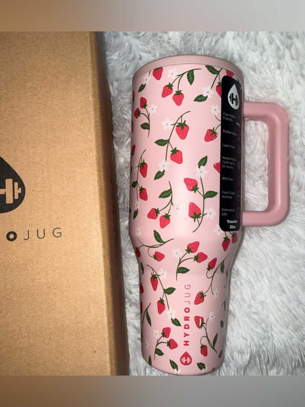 HydroJug Pink Strawberry 32 oz traveler